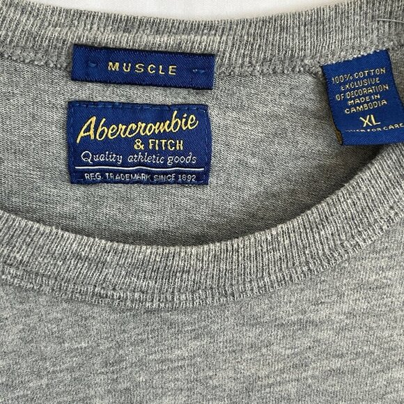 Vintage Y2K Abercrombie & Fitch Spell Out Men XL Muscle Long Sleeve Shirt Moose - Picture 5 of 11